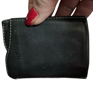 Cole Haan black leather money clip with card & cash slot